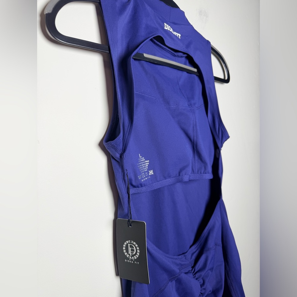 Diosafit Blue Larg Stylish Sleeveless Jumpsuit workout gym lifting cute romper - Picture 4 of 5